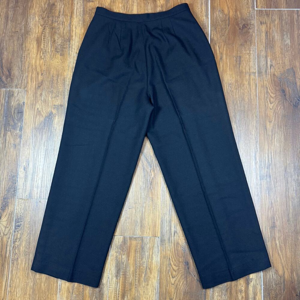 Kasper and Company A.S.L. 100% WOOL black dress pants size 14 wide leg pleats - Picture 2 of 10